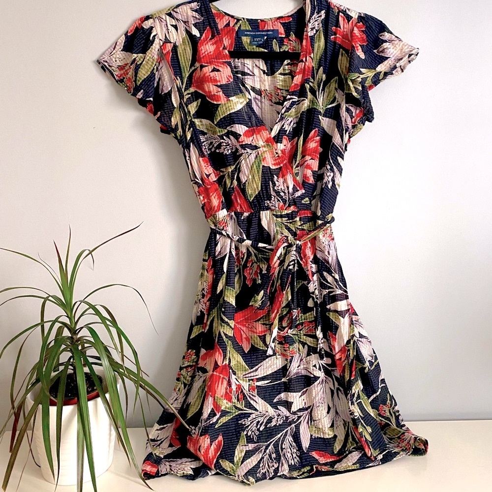 French Connection floral wrap mini dress